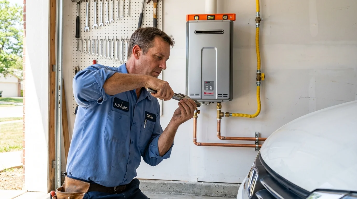 Tankless water heater installation by a Johns Plumbing LLC plumber in Waterville